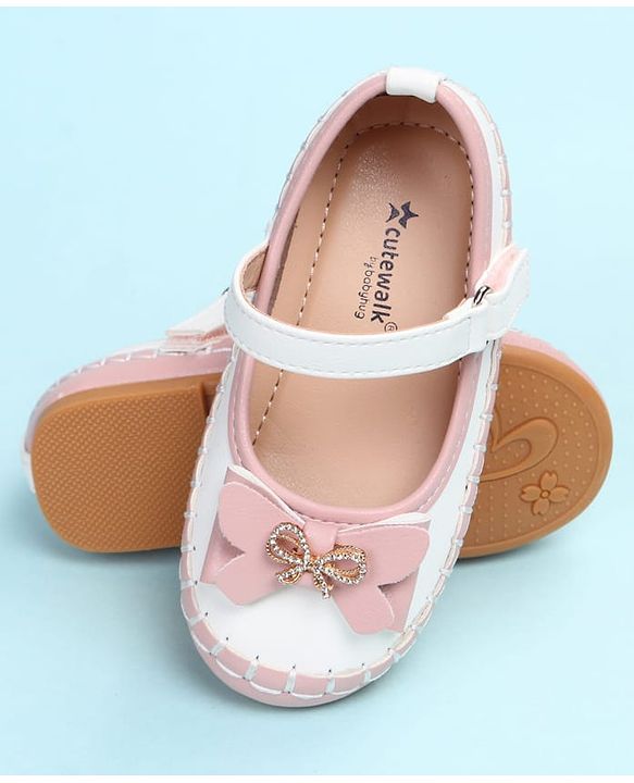Cute Walk by Babyhug Velcro Closure Ballerina with Bow Applique - Black
