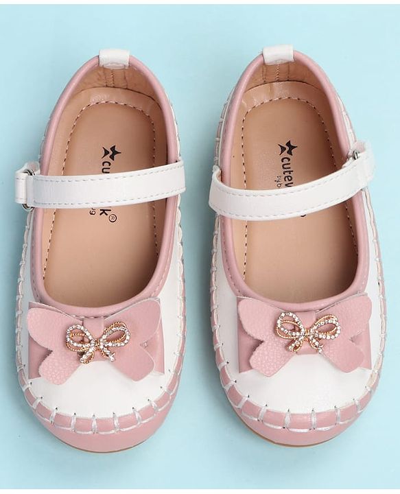 Cute Walk by Babyhug Velcro Closure Ballerina with Bow Applique - Black