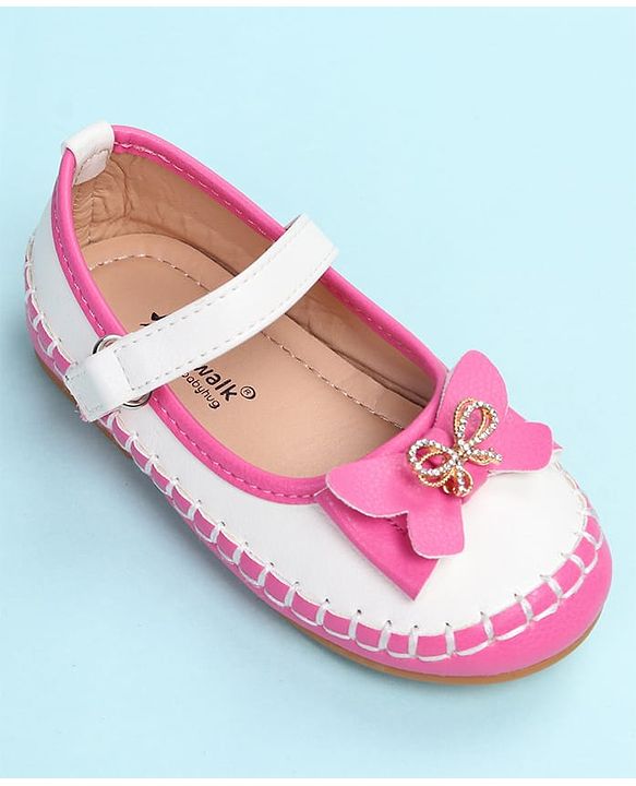 Cute Walk by Babyhug Velcro Closure Ballerina with Bow Applique - Black