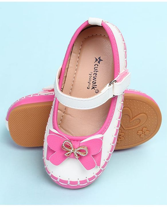 Cute Walk by Babyhug Velcro Closure Ballerina with Bow Applique - Black