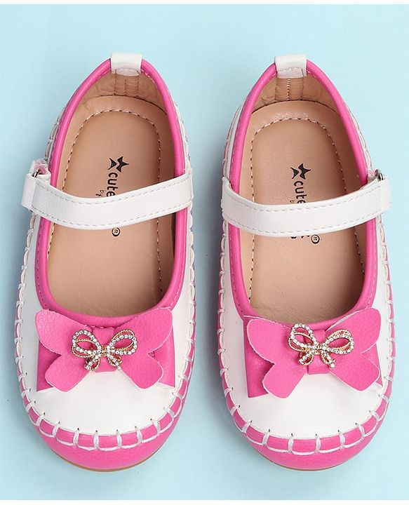 Cute Walk by Babyhug Velcro Closure Ballerina with Bow Applique - Black