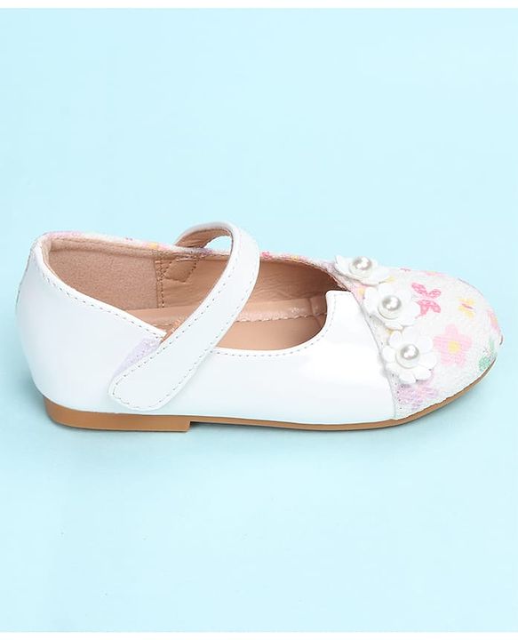 Cute Walk by Babyhug Velcro Closure Ballerina with Floral Applique - Pink