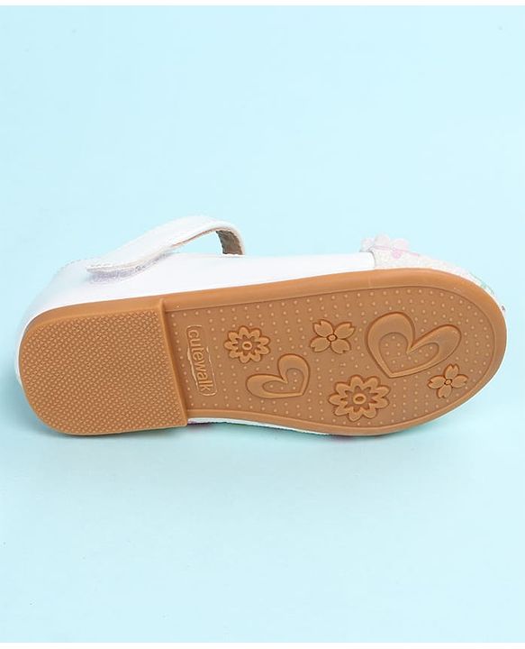 Cute Walk by Babyhug Velcro Closure Ballerina with Floral Applique - Pink