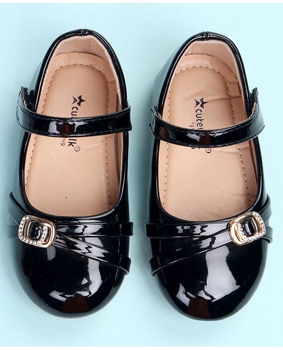 Cute Walk by Babyhug Velcro Closure Ballerina with Embellishment - Black