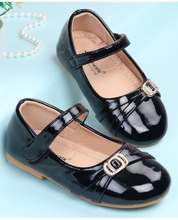 Cute Walk by Babyhug Velcro Closure Ballerina with Embellishment - Black