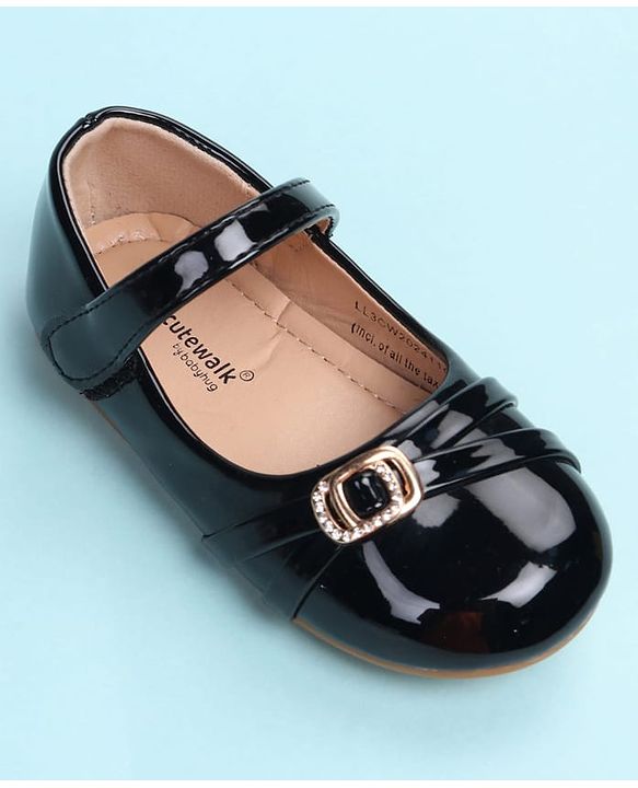 Cute Walk by Babyhug Velcro Closure Ballerina with Embellishment - Black