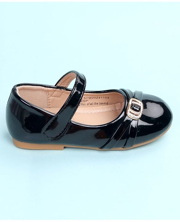 Cute Walk by Babyhug Velcro Closure Ballerina with Embellishment - Black