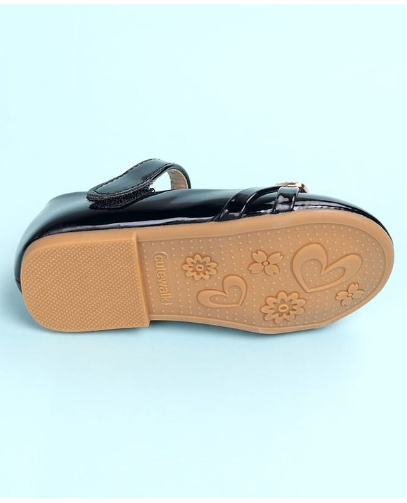 Cute Walk by Babyhug Velcro Closure Ballerina with Embellishment - Black