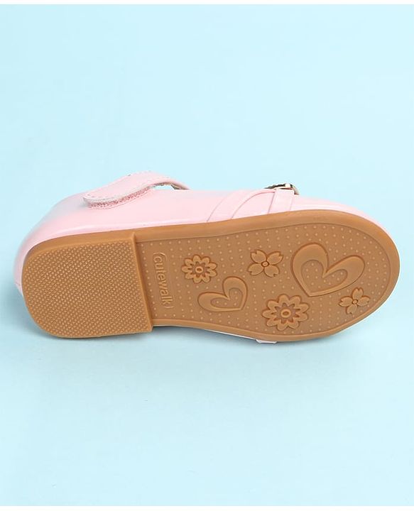 Cute Walk by Babyhug Velcro Closure Ballerina with Embellishment - Black