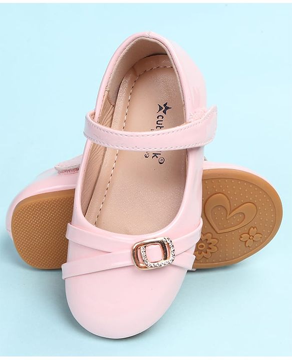 Cute Walk by Babyhug Velcro Closure Ballerina with Embellishment - Black