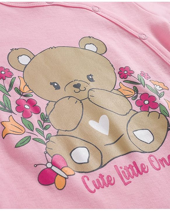 Babyhug 100% Cotton Knit Full Sleeves Onesie With Text Print - Navy Blue