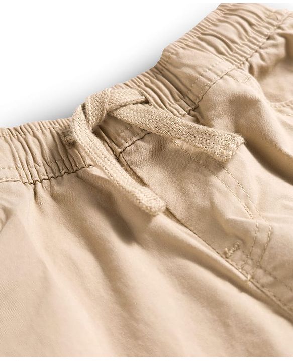 Pine Kids Cotton Elastane Woven Full Length Solid Trouser - Beige