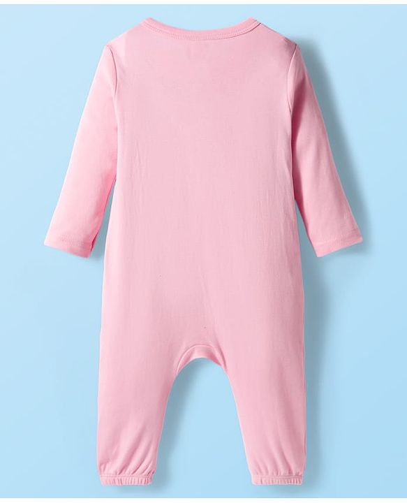 Babyhug 100% Cotton Interlock Knit Full Sleeves Rompers Pack Of 2 - Pink & White