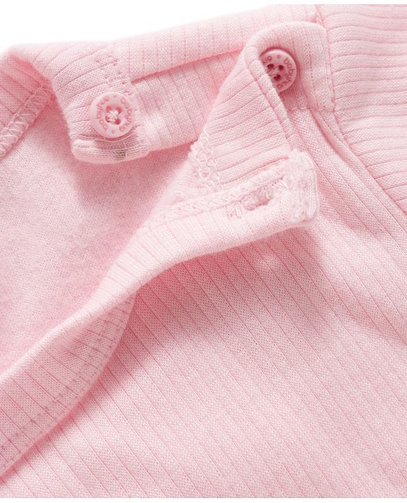Babyhug 100% Cotton Interlock Knit Full Sleeves Rompers Pack Of 2 - Pink & White