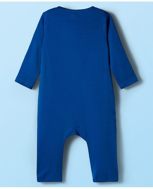 Babyhug 100% Cotton Knit Full Sleeves Rompers With Teddy Bear Print Pack of 2 - Navy Blue & White