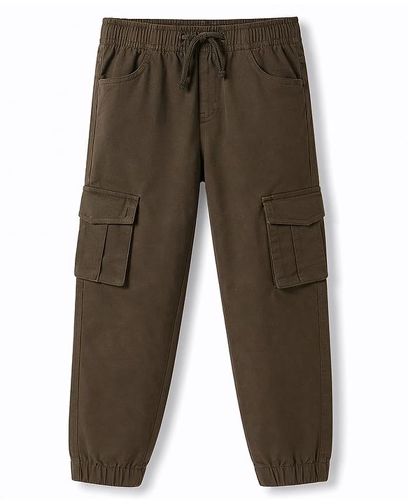 Pine Kids Cotton Elastane Woven Full Length Trouser With Cargo Pockets - Charcoal Grey