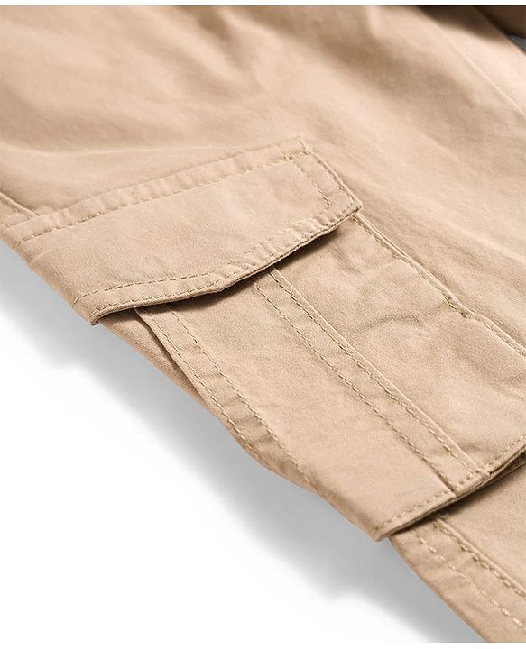 Pine Kids Cotton Elastane Woven Full Length Solid Trouser - Beige