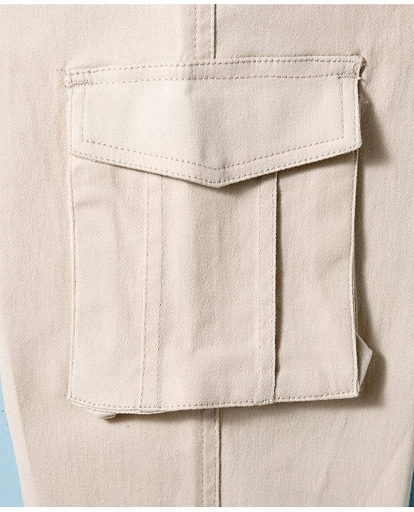 Pine Kids Cotton Elastane Woven Full Length Solid Color Trouser - Beige