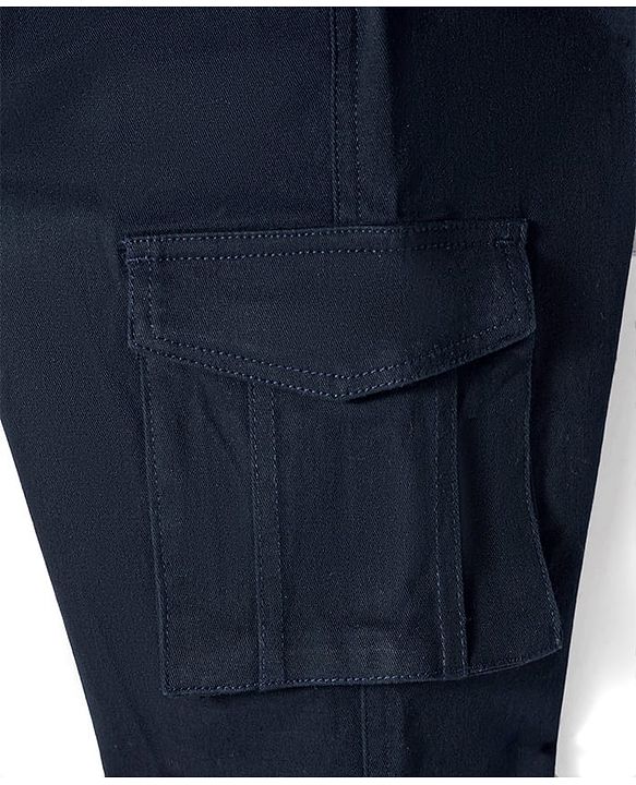 Pine Kids Cotton Elastane Woven Full Length Solid Color Trouser - Navy Blue