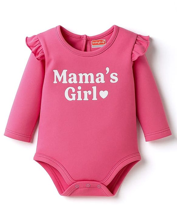 Babyhug 100% Cotton Knit Full Sleeves Onesie With Mama's Girl Print - Pink
