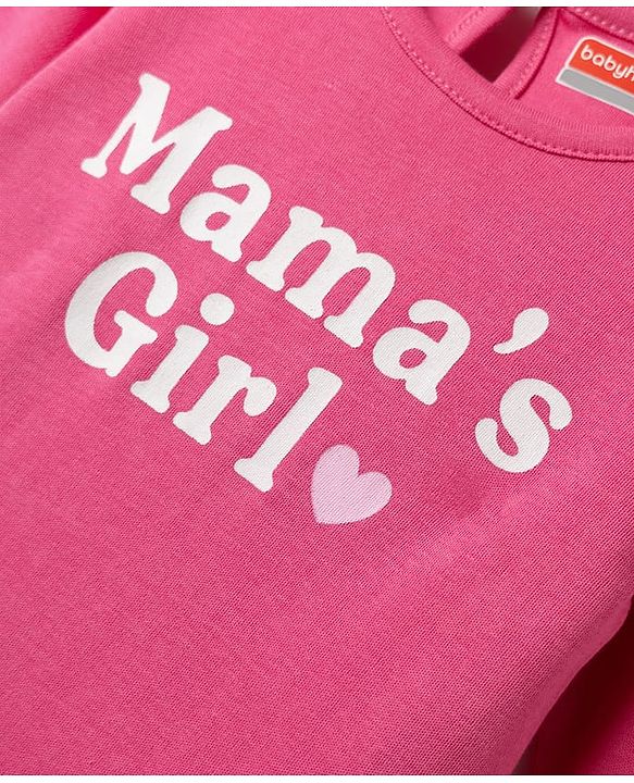 Babyhug 100% Cotton Knit Full Sleeves Onesie With Mama's Girl Print - Pink