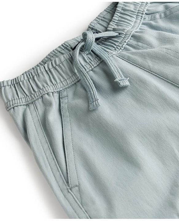 Pine Kids Cotton Woven Full Length Solid Jogger With Cargo Pockets - Light Blue