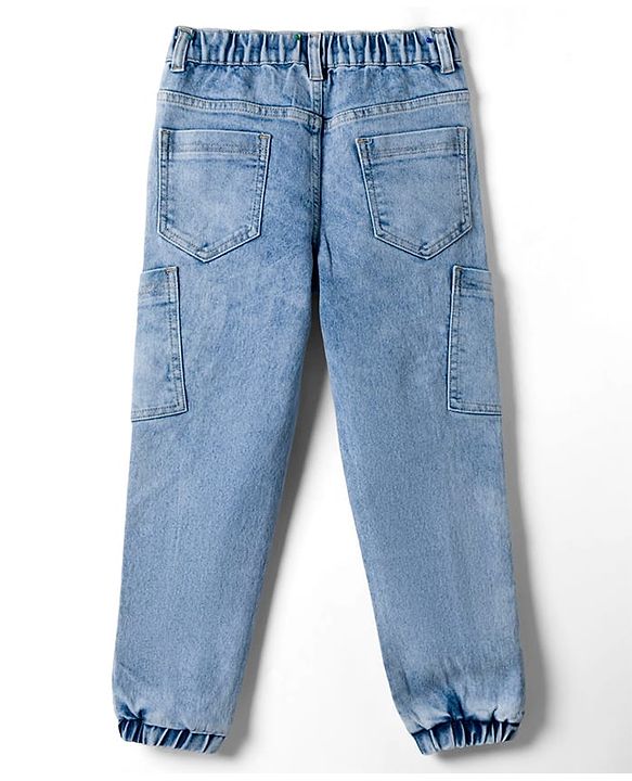 Pine Kids Denim Woven Full Length Washed Jeans With Pockets - Blue