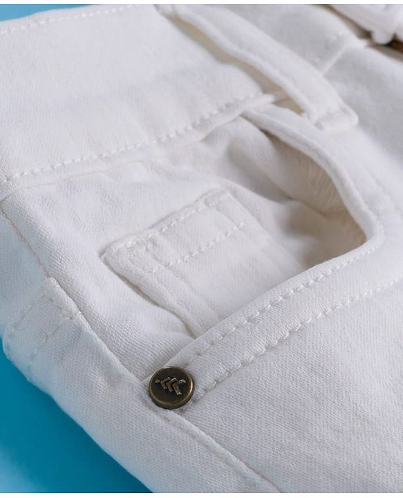 Pine Kids Denim Woven Full Length Washed Jeans - White