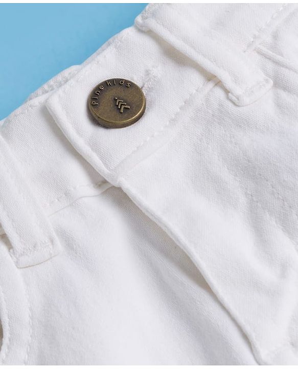 Pine Kids Denim Woven Full Length Washed Jeans - White