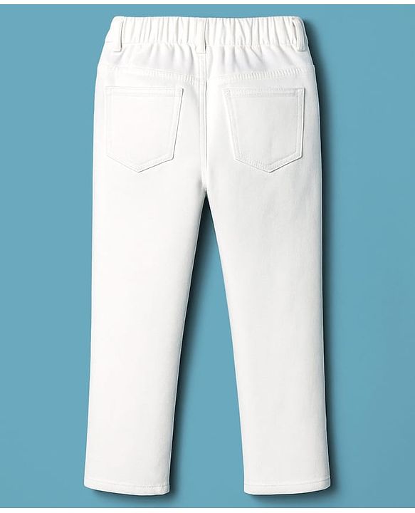 Pine Kids Denim Woven Full Length Washed Jeans - White