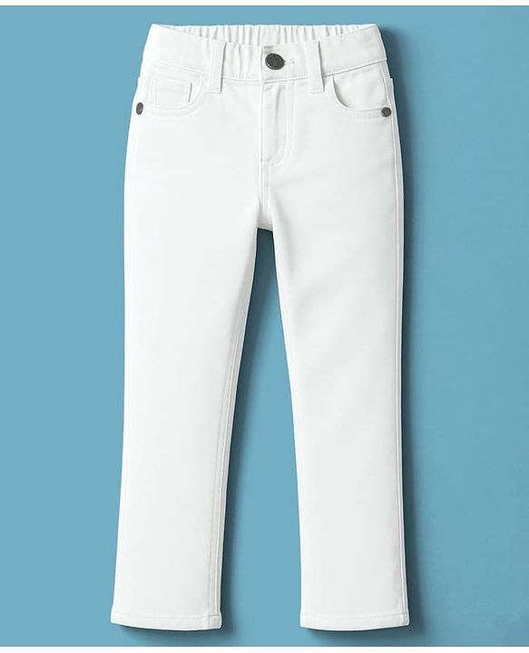 Pine Kids Denim Woven Full Length Washed Jeans - White