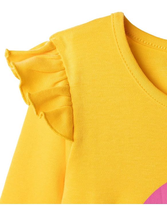Babyhug 100% Cotton Knit Full Sleeves Onesie With Rainbow & Floral Print - Yellow