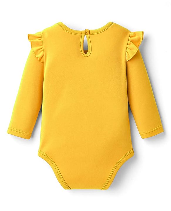 Babyhug 100% Cotton Knit Full Sleeves Onesie With Rainbow & Floral Print - Yellow