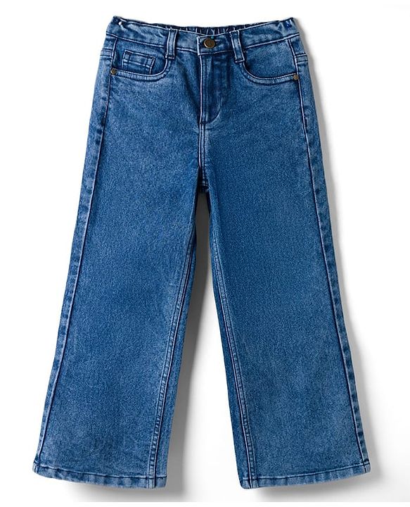 Pine Kids Denim Woven Ankle Length Washed Jeans With Pockets - Blue