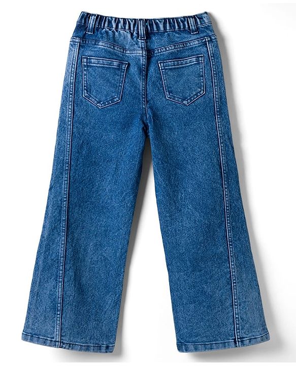 Pine Kids Denim Woven Ankle Length Washed Jeans With Pockets - Blue
