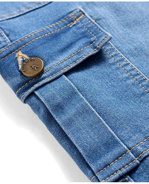 Pine Kids Woven Full Length Washed Denim Jeans - Blue