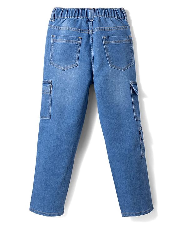 Pine Kids Woven Full Length Washed Denim Jeans - Blue