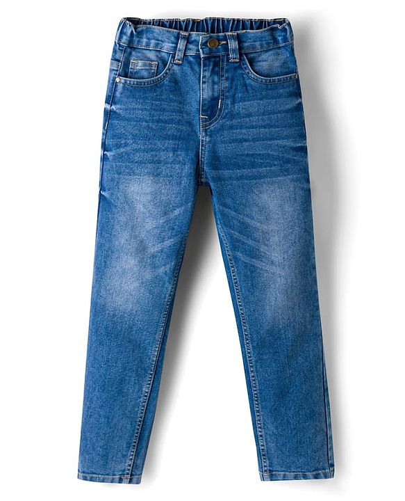 Pine Kids Denim Woven  Full Length Washed Jeans - Blue