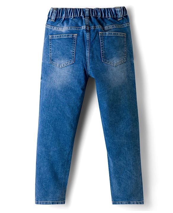 Pine Kids Denim Woven  Full Length Washed Jeans - Blue