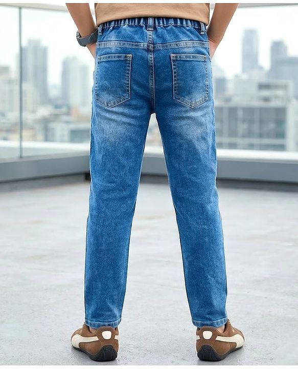 Pine Kids Denim Woven  Full Length Washed Jeans - Blue