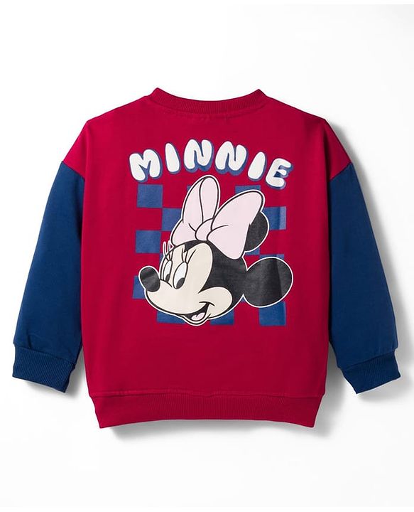 Babyhug Disney Terry Knit  Full Sleeves Sweatshirt and Track Pant Set with Minnie Mouse Graphic - Maroon