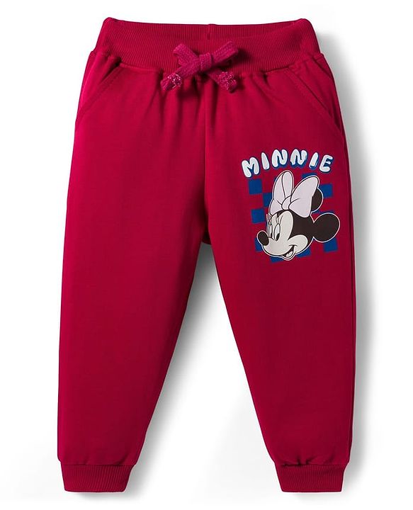 Babyhug Disney Terry Knit  Full Sleeves Sweatshirt and Track Pant Set with Minnie Mouse Graphic - Maroon