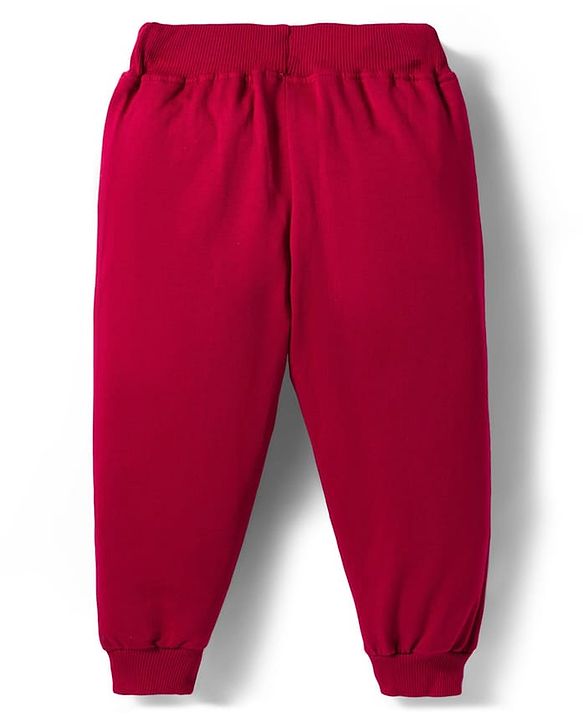 Babyhug Disney Terry Knit  Full Sleeves Sweatshirt and Track Pant Set with Minnie Mouse Graphic - Maroon