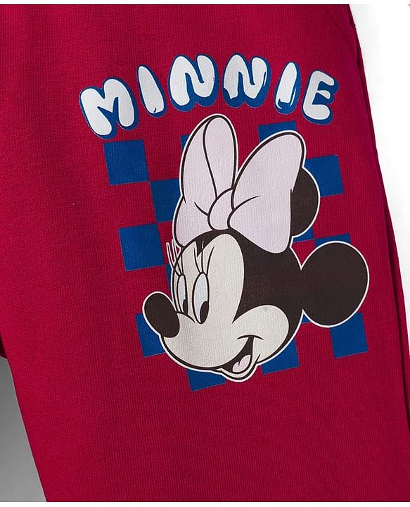 Babyhug Disney Terry Knit  Full Sleeves Sweatshirt and Track Pant Set with Minnie Mouse Graphic - Maroon