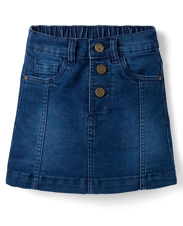 Pine Kids Above Knee Length Solid Color Skirt - Blue