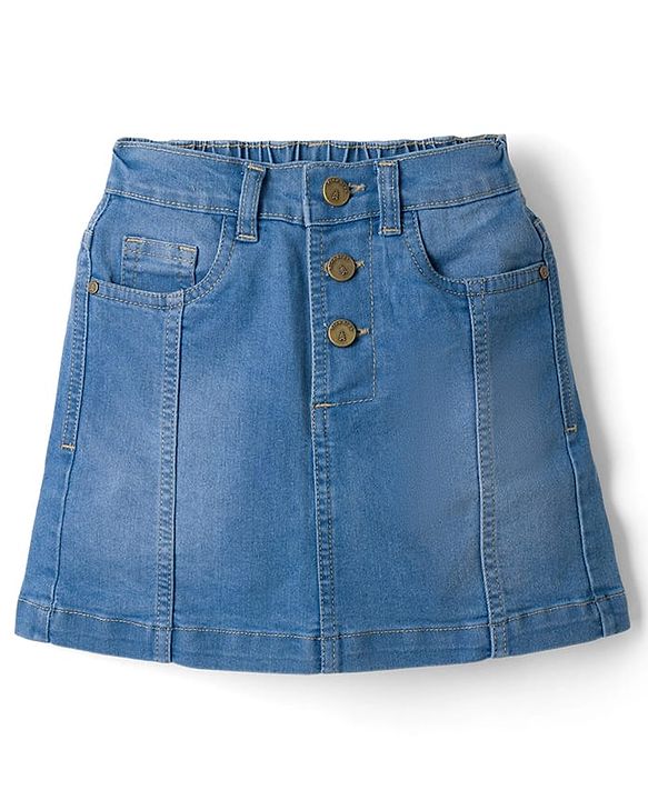 Pine Kids Above Knee Length Solid Color Skirt - Blue