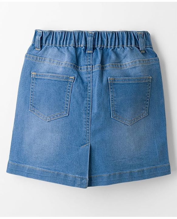 Pine Kids Above Knee Length Solid Color Skirt - Blue