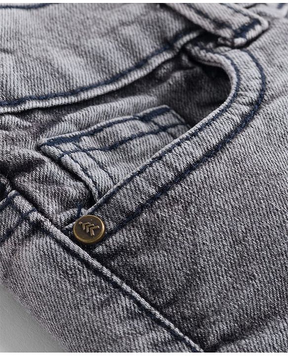 Pine Kids Denim Woven Full Length Jeans With Text Print - Grey