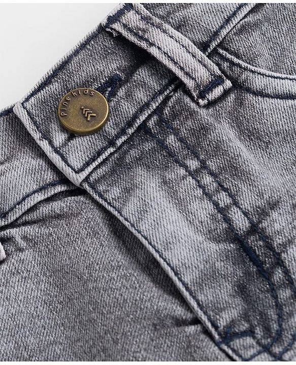 Pine Kids Denim Woven Full Length Jeans With Text Print - Grey
