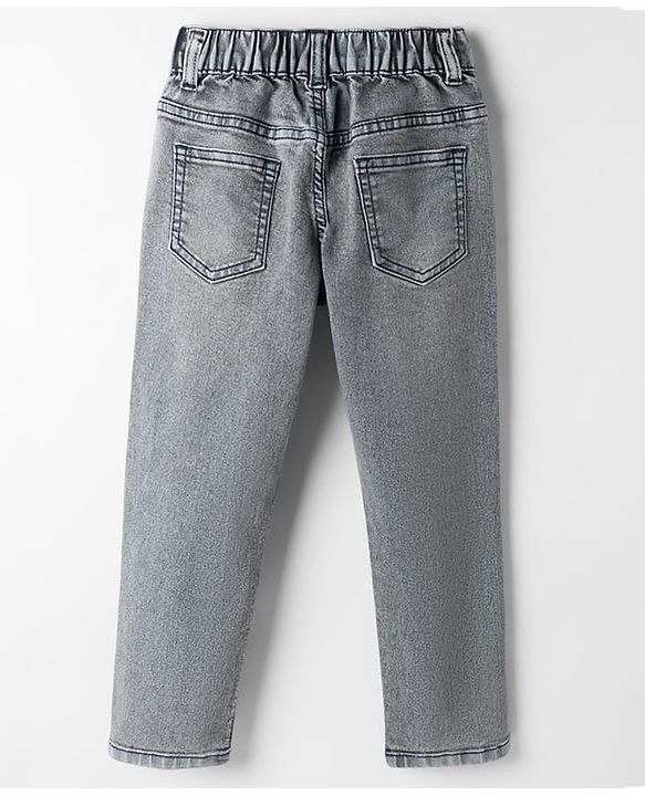 Pine Kids Denim Woven Full Length Jeans With Text Print - Grey